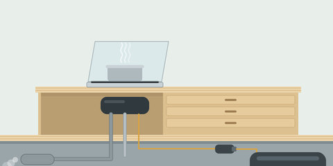 Diesel-Kochfeld mit Glasdeckel, Brenner, Abgasrohr und Kraftstoffleitung zum Tank