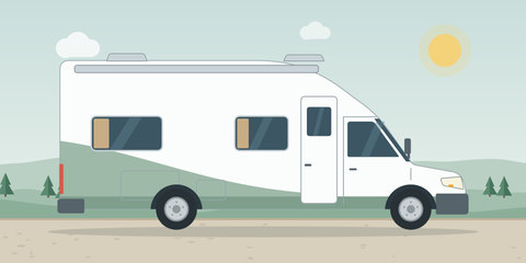 Teilintegriertes Wohnmobil in der Seitenansicht